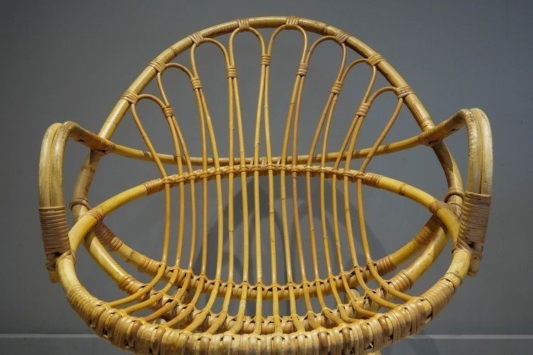 Franco Albini Vintage Rattan Table And Chair photo buy