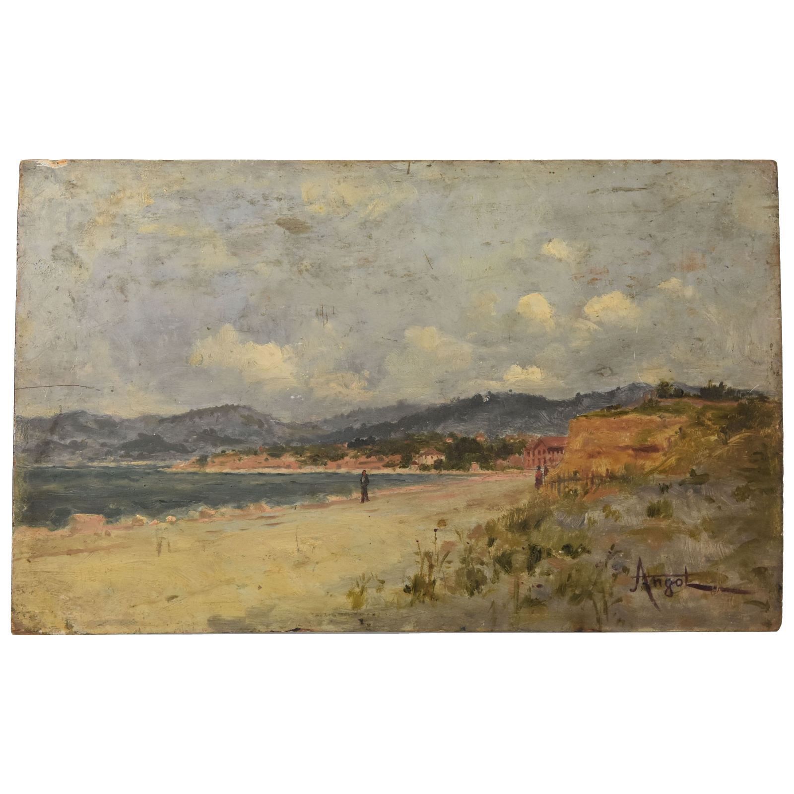 Characters At The Seaside By Angot Oil Painting Early Twentieth