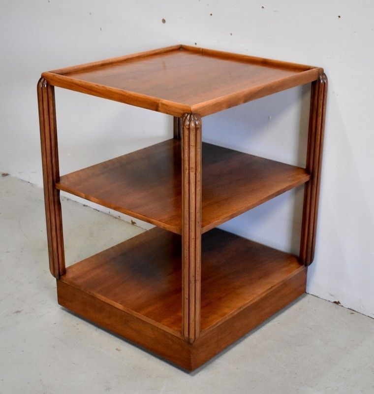 Walnut Serving Table On Wheels, Art Deco Style Early 20th Century photo for sale