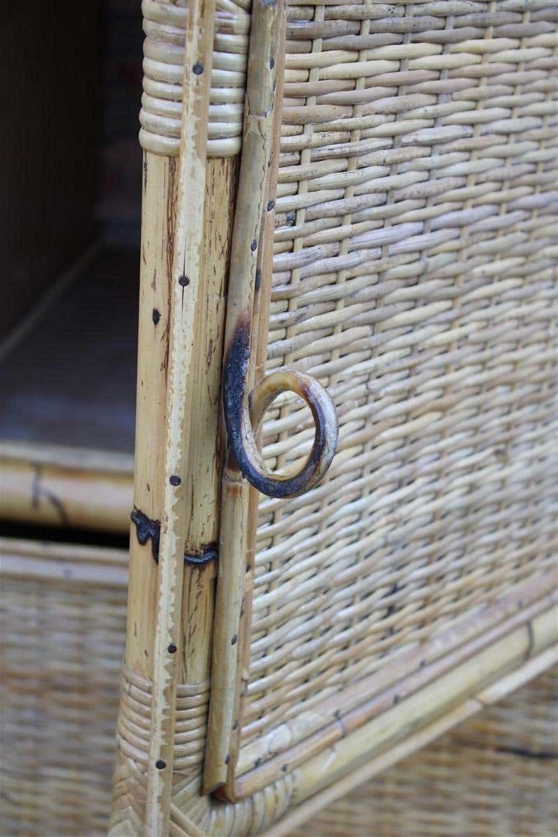 Naturalist Cabinet Wardrobe Bamboo Mid Century Italian Design Drawers And Doors photo vintage