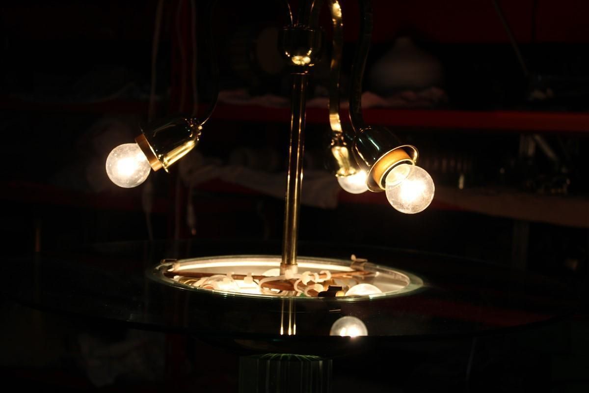 photo vinterior Jean Perzel French Mid Century Chandelier Brass And Glass 1950s Gold Crystal