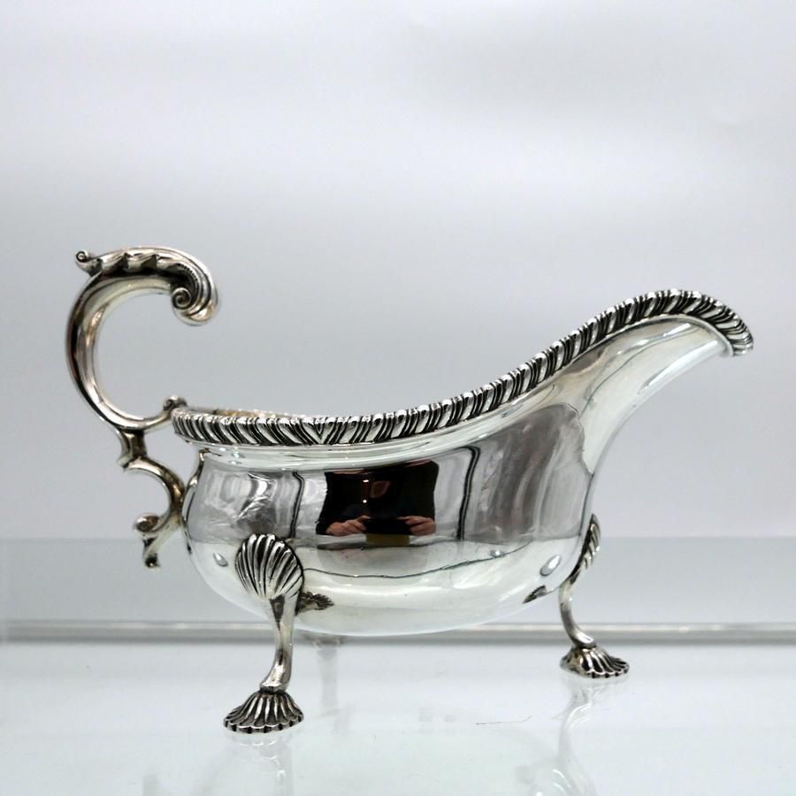 Antique George V Sterling Silver Pair Sauceboats London 1914 Lionel Alfred Crichton photo for sale
