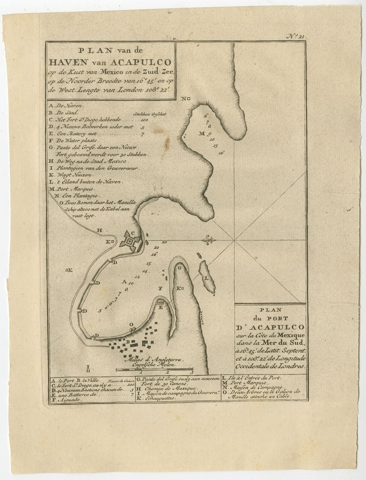 Antique Map Of The Port Of Acapulco By Anson (1749)
