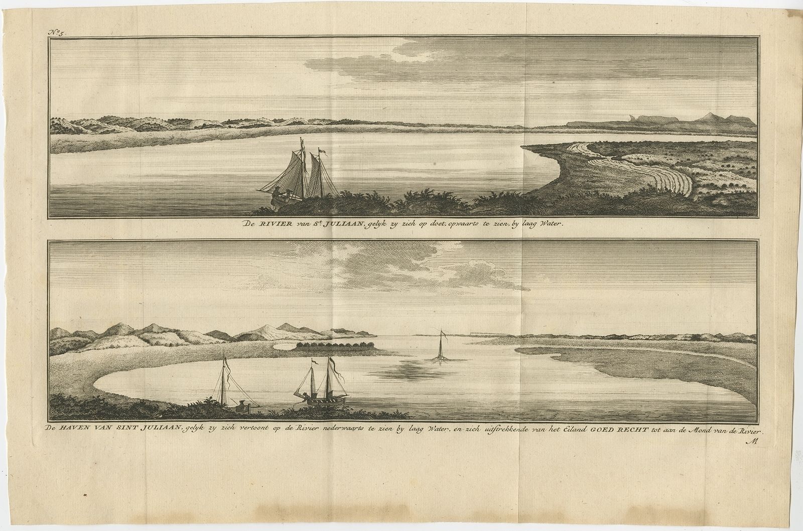 Antique Print With VI Ews Of San Julian By Anson (1749)