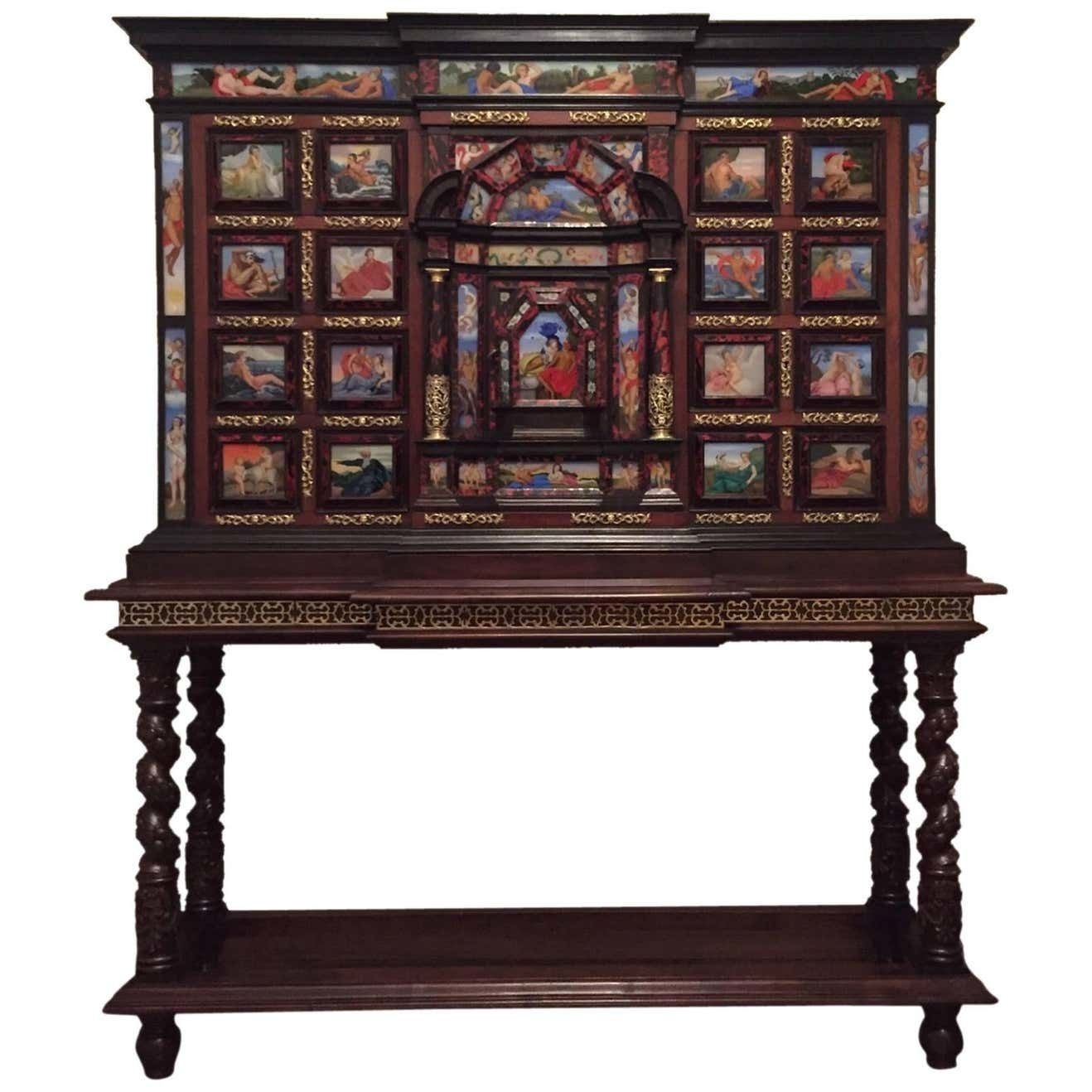 Original 18th Century Monumental Cabinet On Stand / Italian Bargueno / European photo furniture