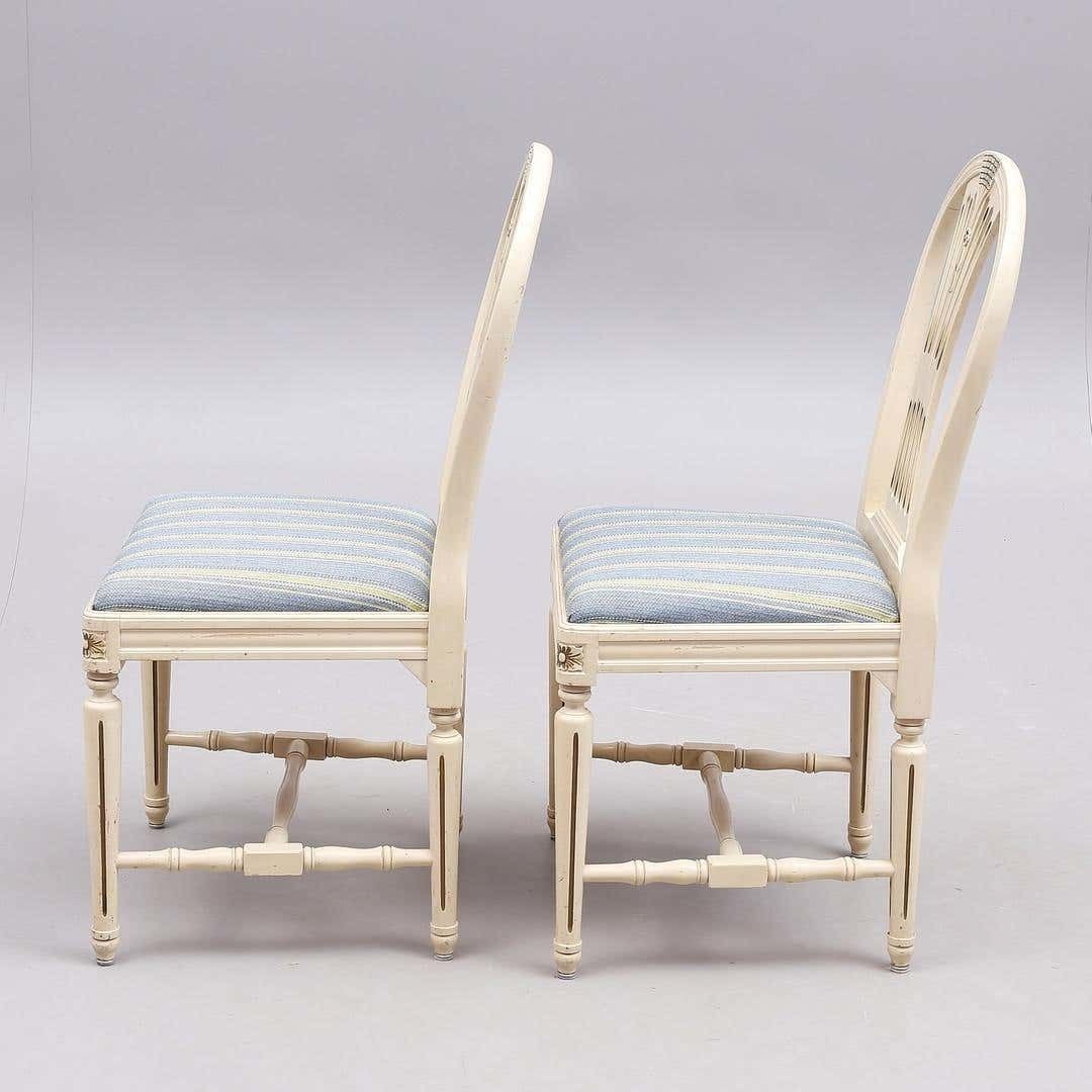 Swedish Gustavian Axet Dining Chairs Grey Green Set Of 4, 20th Century photo furniture