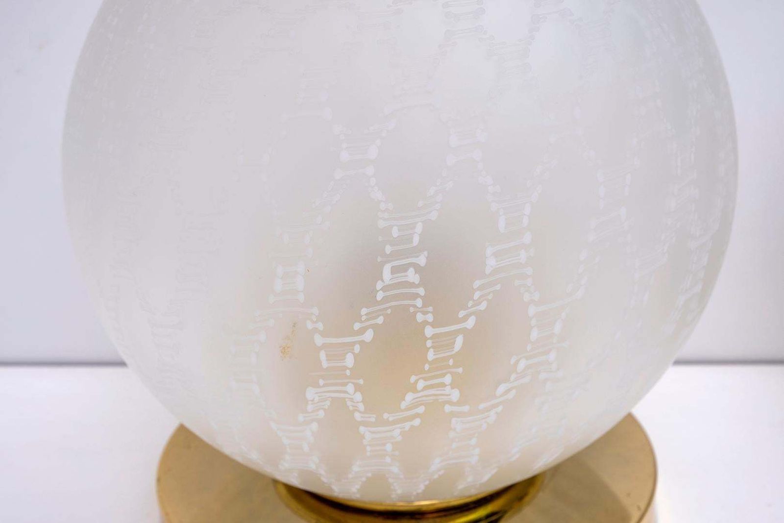 Pair Of Mid Century Modern Italian Brass And Murano Glass Ball Table Lamps, 70s photo 1240.0
