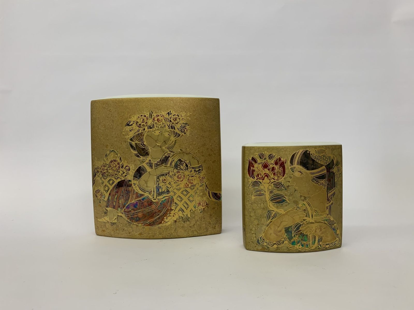 Woonaccessoires Zeldzame Set Van 2 Bjørn Wiinblad Voor Rosenthal Vazen, Jaren 1970 photo