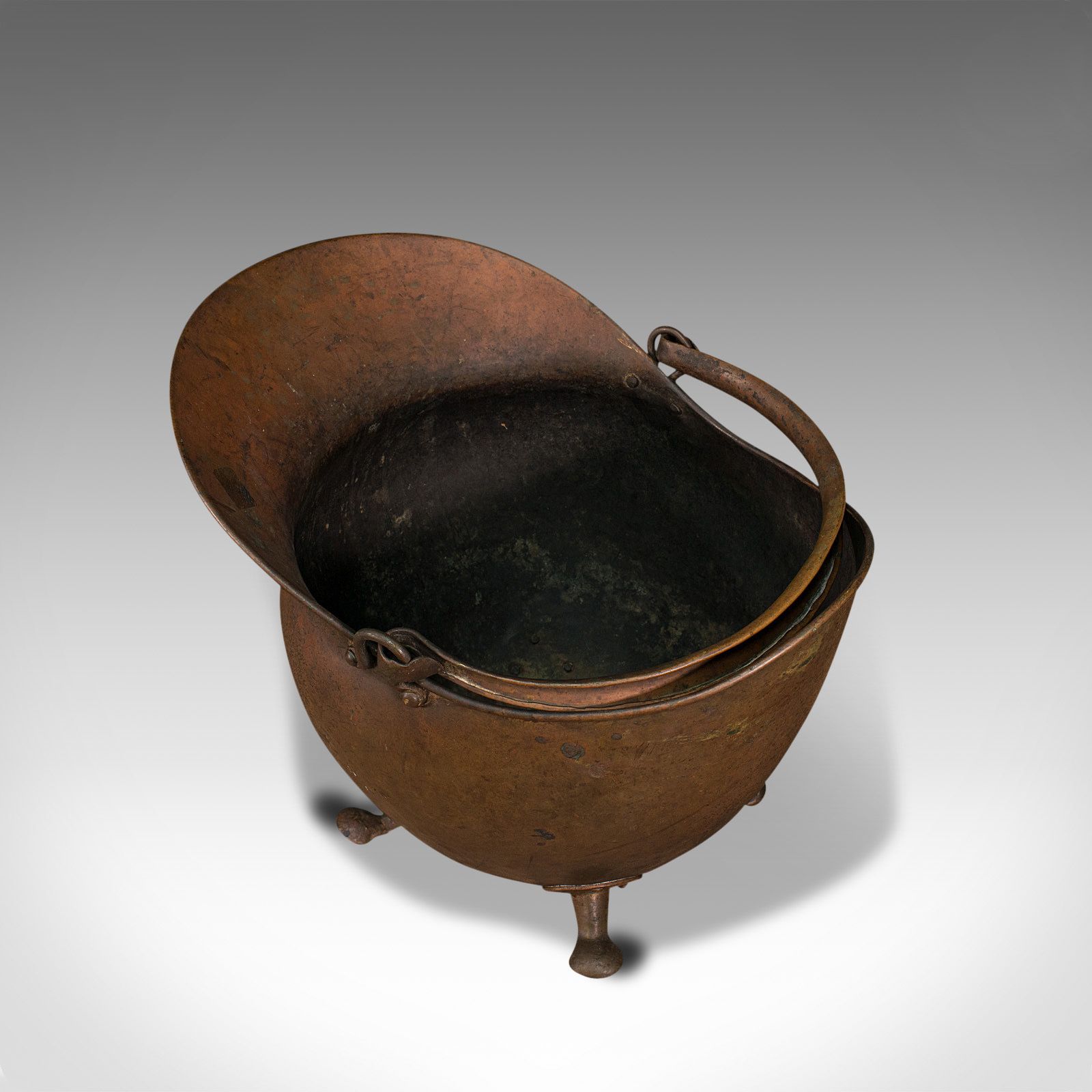 Antique Helmet Scuttle, English, Copper, Coal Basket, 1880 photo buy