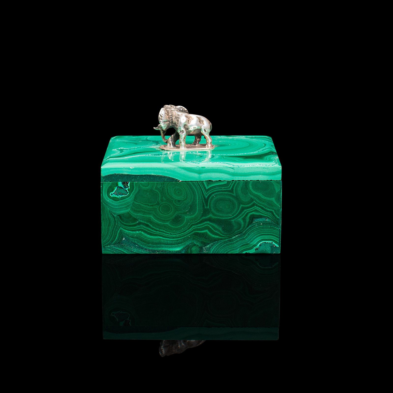 Small Antique Trinket Box, English, Malachite, Silver, Decorative, C1850 photo buy