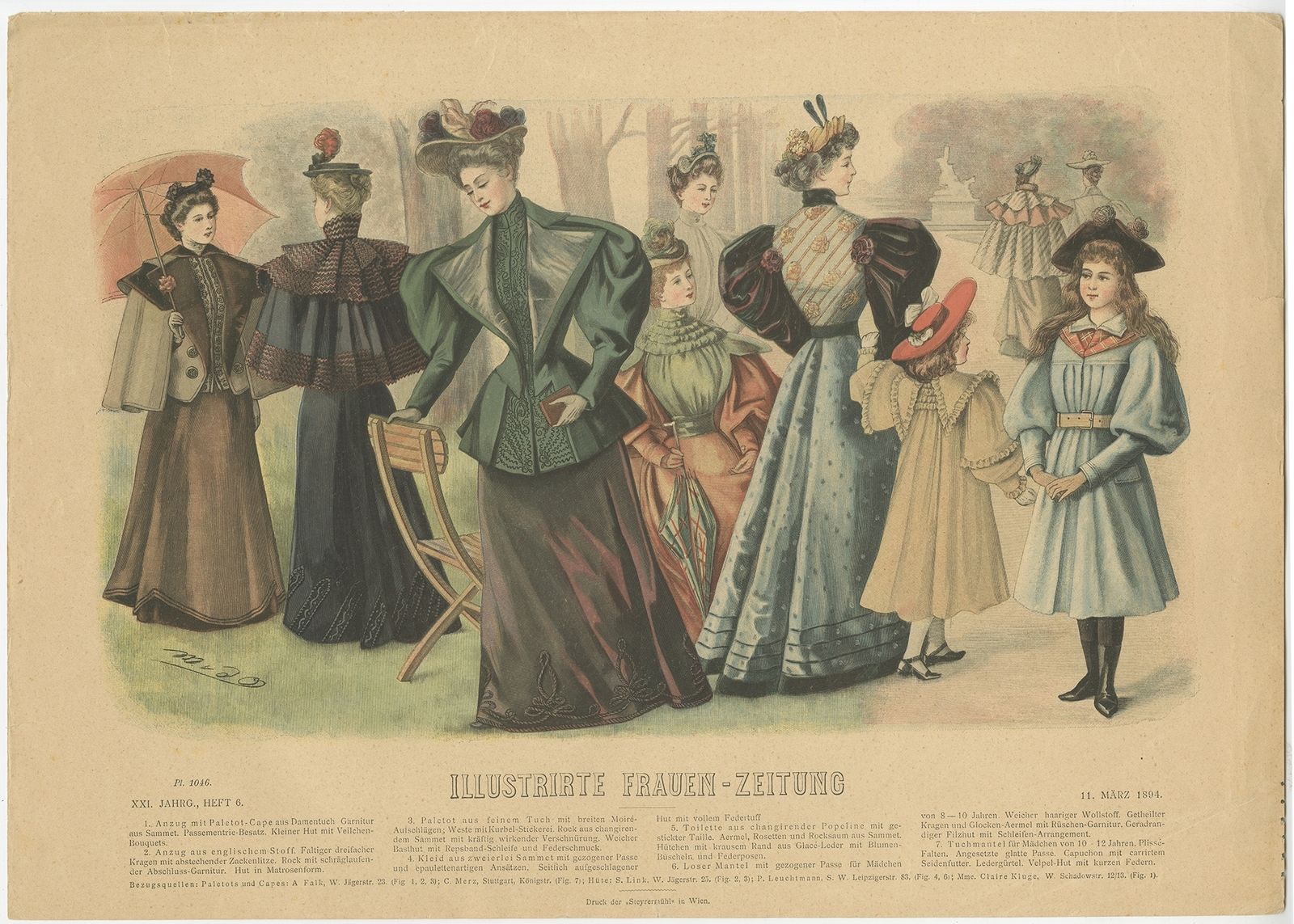 Pl. 1046 Antique Fashion Print (1894)