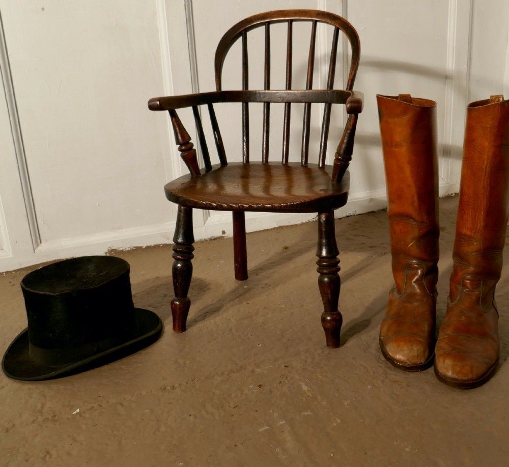 Early 19th Century Beech And Elm Childs Country Carver Chair photo for sale