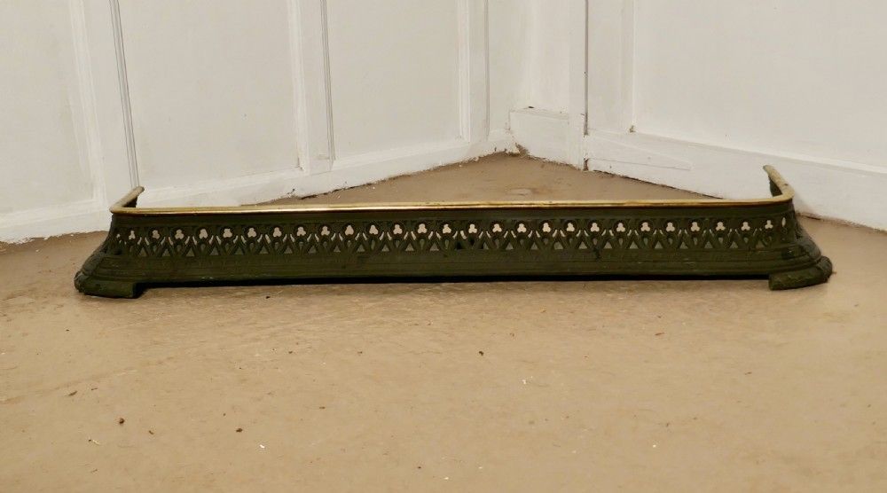 Arts And Crafts Victorian Heavy Brass And Iron Fender photo vinterior
