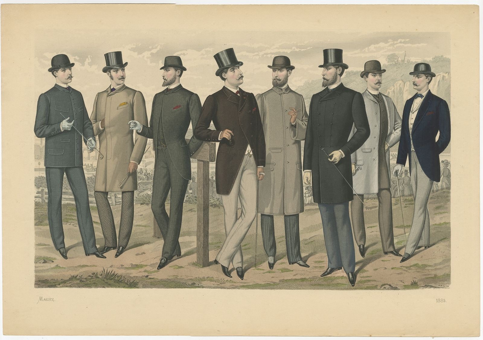 Antique Print Of Men's Fashion In March (1885)