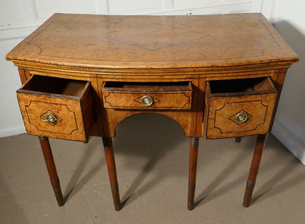 18th Century Georgian Bow Front Inlaid Burr Elm Dresser photo for sale