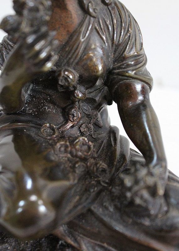 Bronze With Brown Patina Of A "Flower Girl"   Early 20th Century photo buy