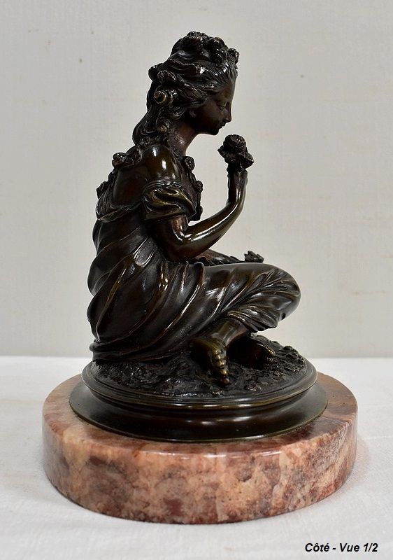 1004.25 Bronze With Brown Patina Of A "Flower Girl"   Early 20th Century photo