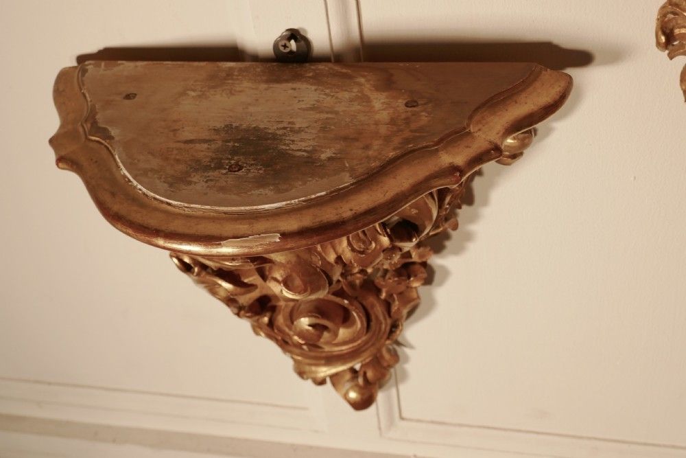 Large 19th Century French Rococo Gilt Console Mirror And Wall Brackets Set photo Home Decor