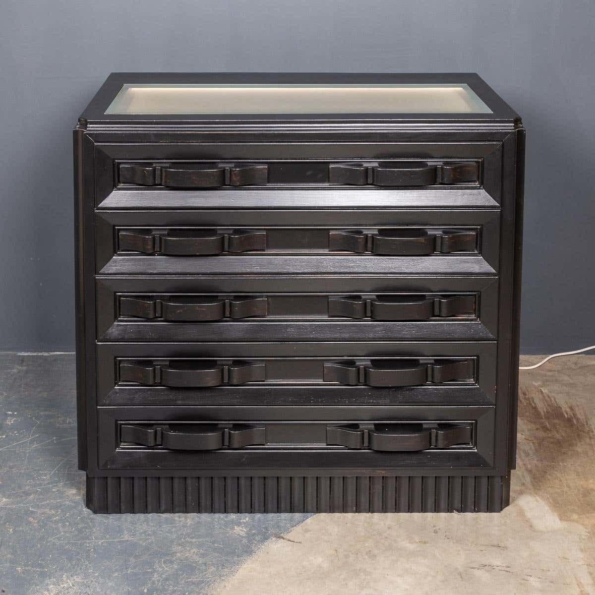 20th Century Italian Ebonised Chest Of Drawers With Display Top C1930 photo furniture