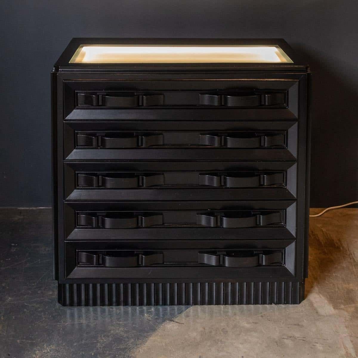 20th Century Italian Ebonised Chest Of Drawers With Display Top C1930 photo Furniture