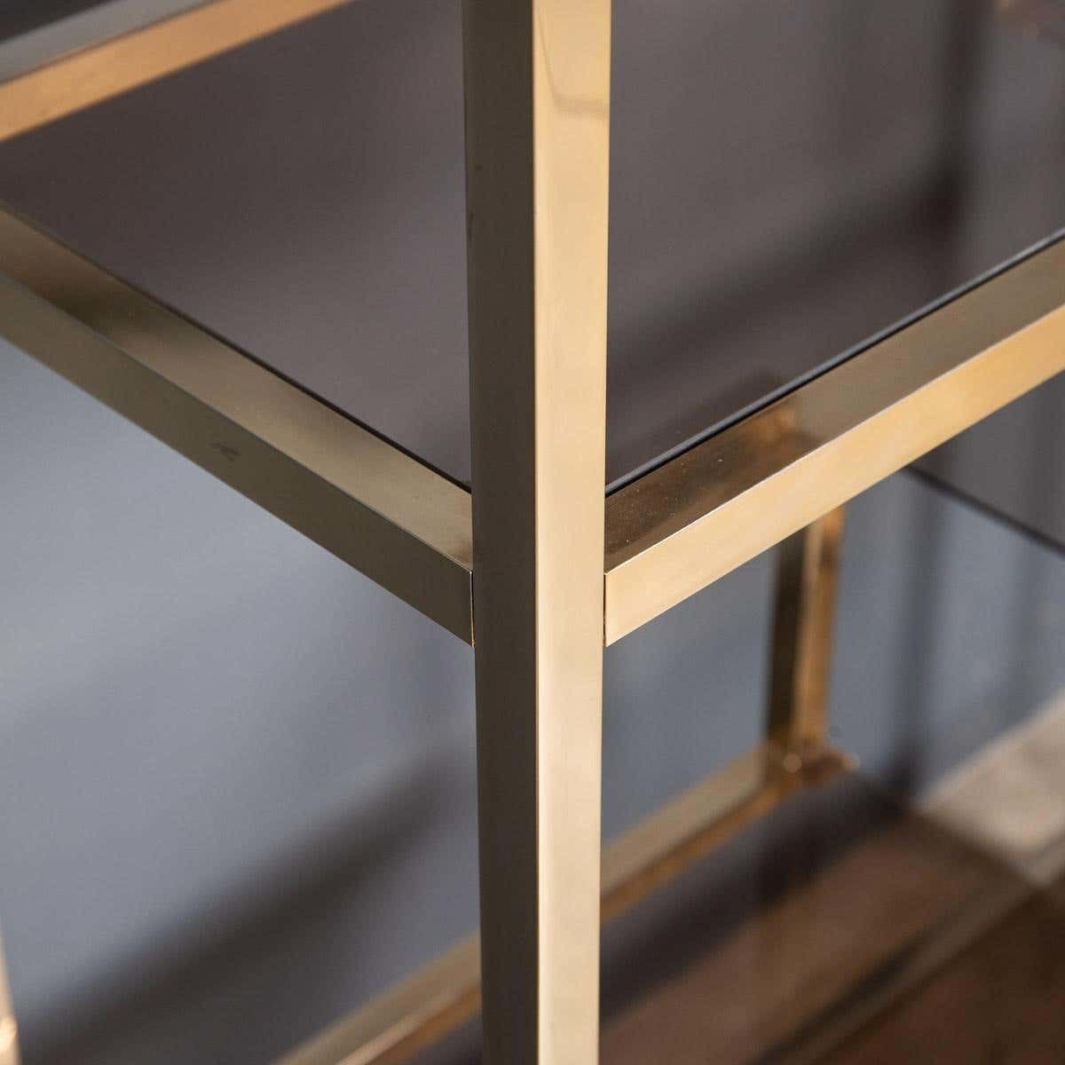 20th Century Italian Brass & Smokey Glass Etagere Shelves C1970 photo vinterior