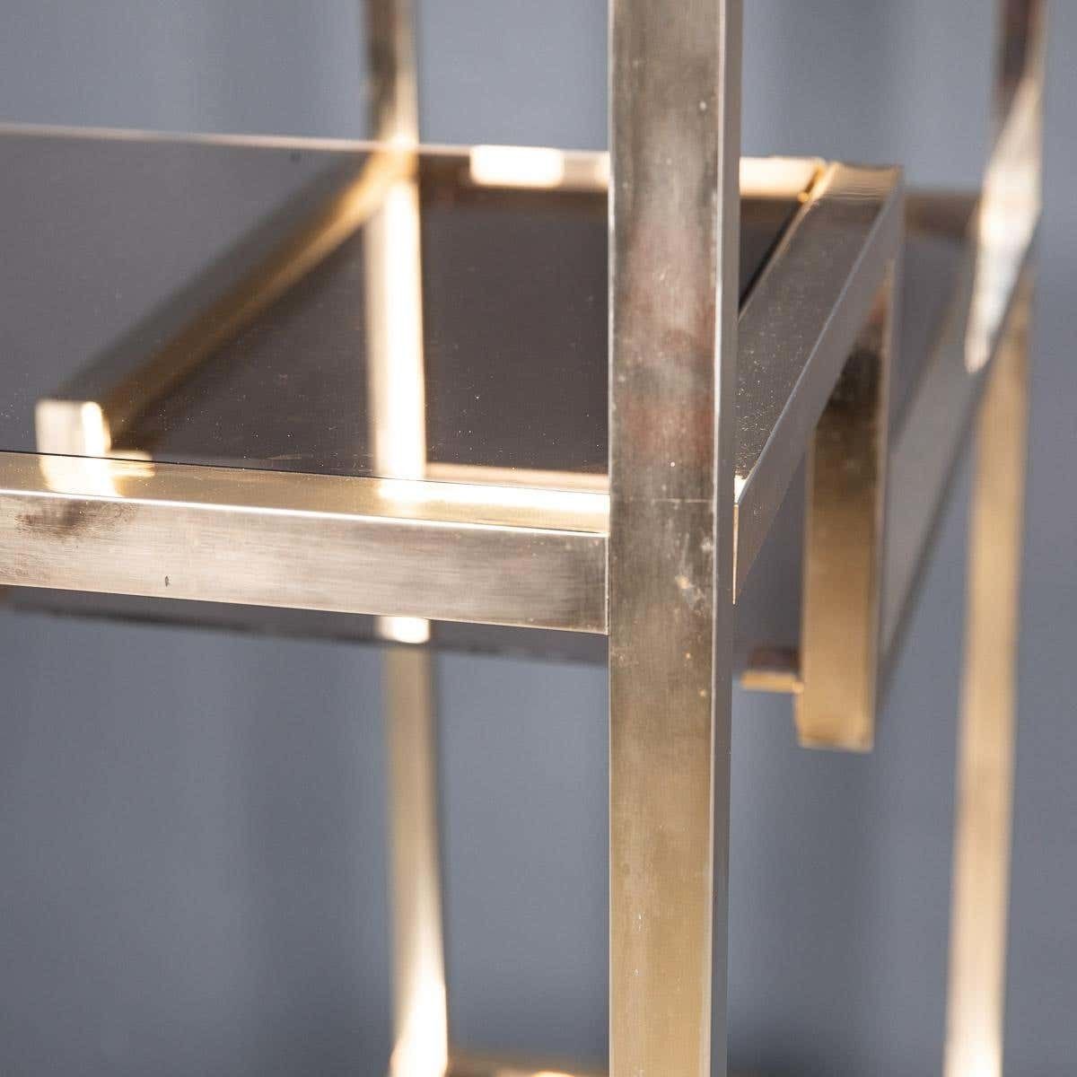 20th Century Italian Brass & Smokey Glass Etagere Shelves C1970 photo buy
