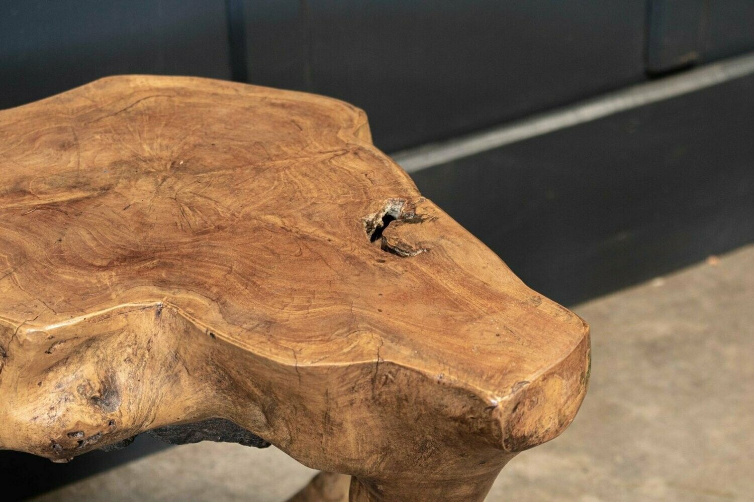 Pair Primitive Teak Root Side End Tables photo vinterior