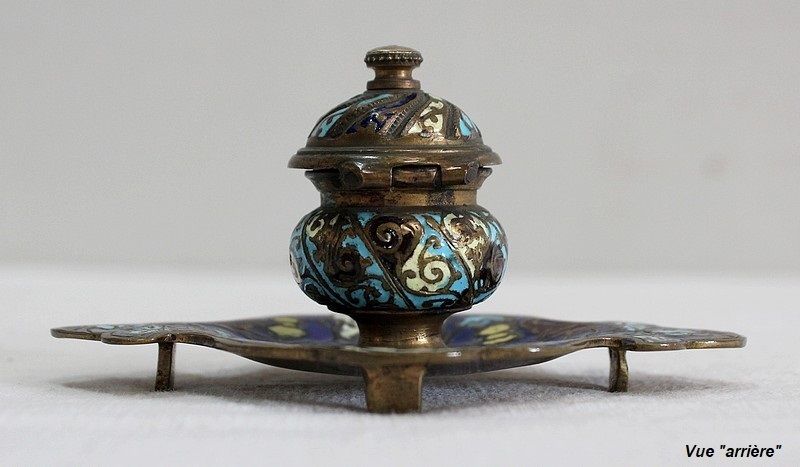 photo buy Small Inkwell In Bronze And Cloisonné Enamels   Nineteenth