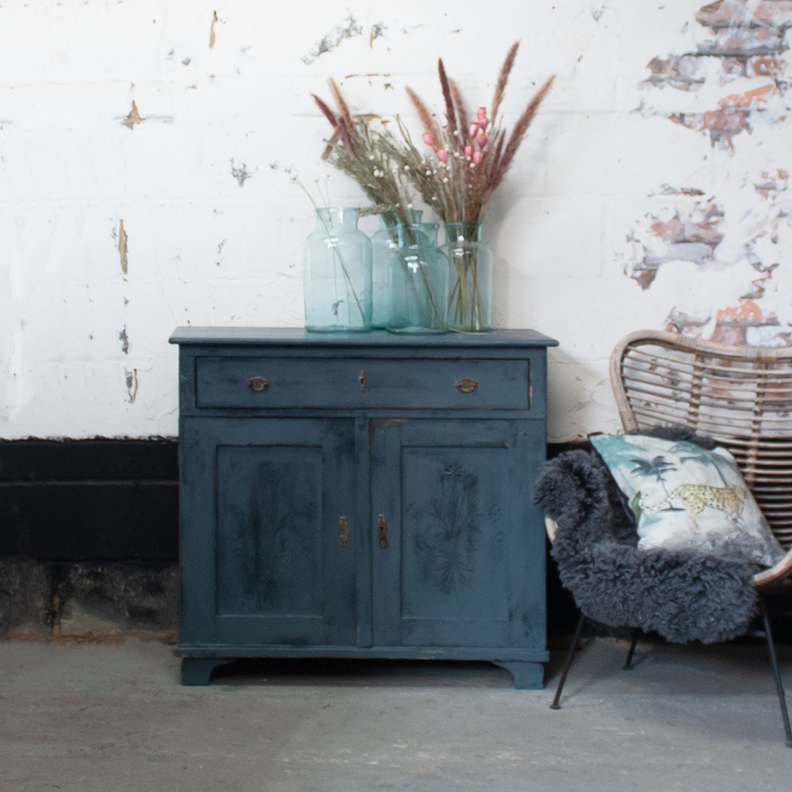 Vintage Black Wooden Cupboard photo furniture