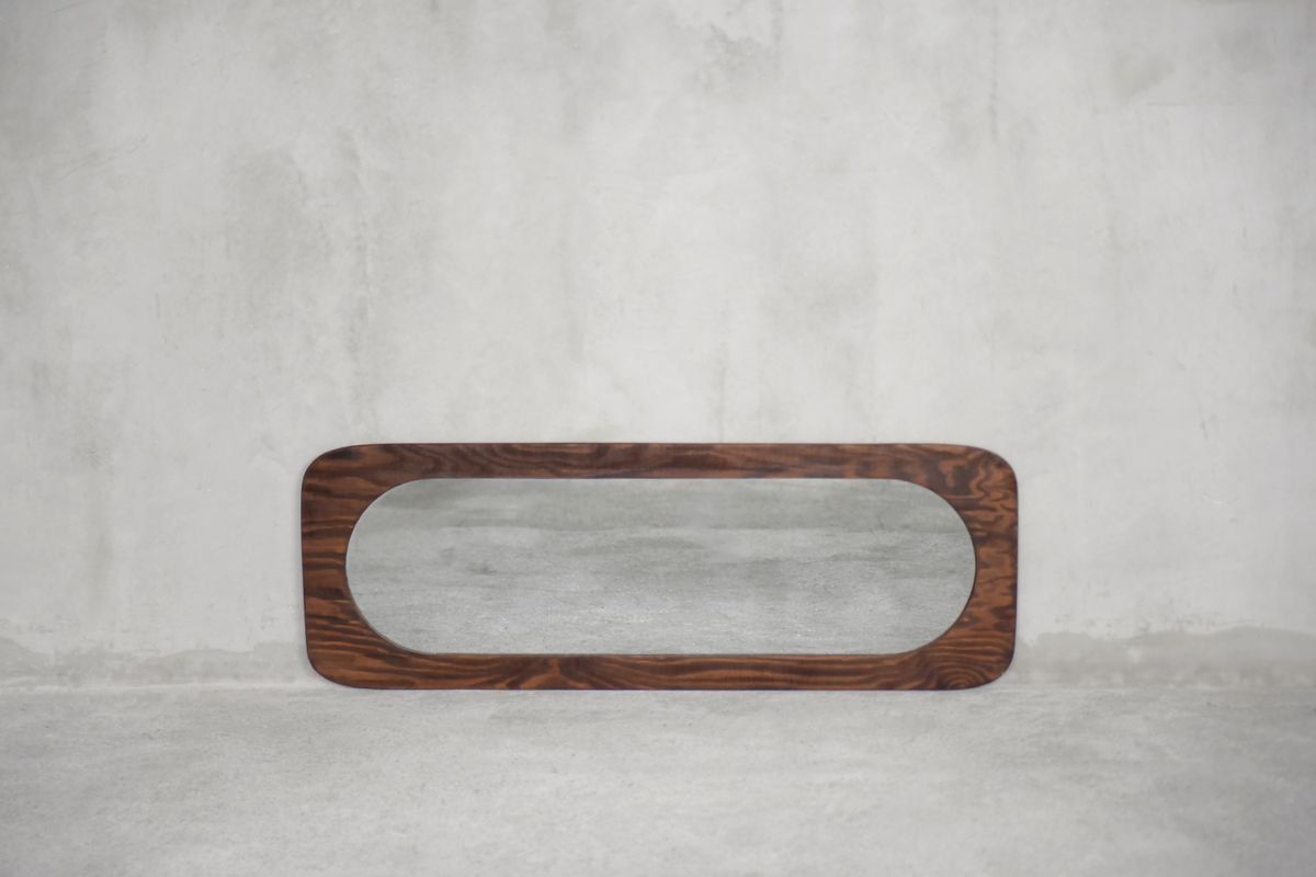 Large Scandinavian Wooden Wall Mirror, 1950s photo furniture