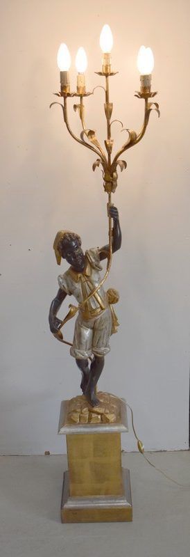 Nubian Carved Wood Torchiere Holder, Venetian Taste   1st Part 20th Century photo furniture