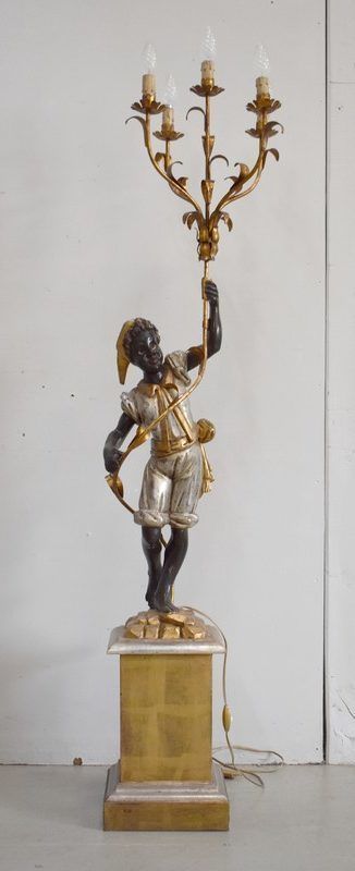 Nubian Carved Wood Torchiere Holder, Venetian Taste   1st Part 20th Century photo 2124.89