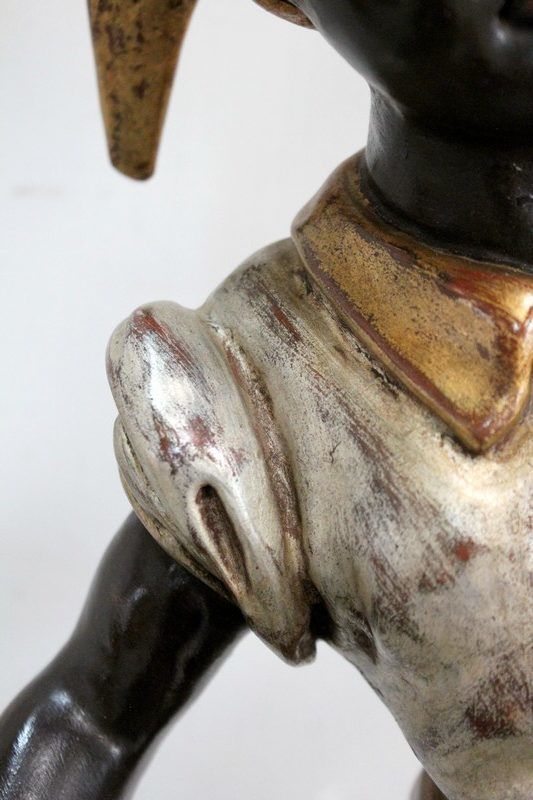 photo vintage Nubian Carved Wood Torchiere Holder, Venetian Taste   1st Part 20th Century