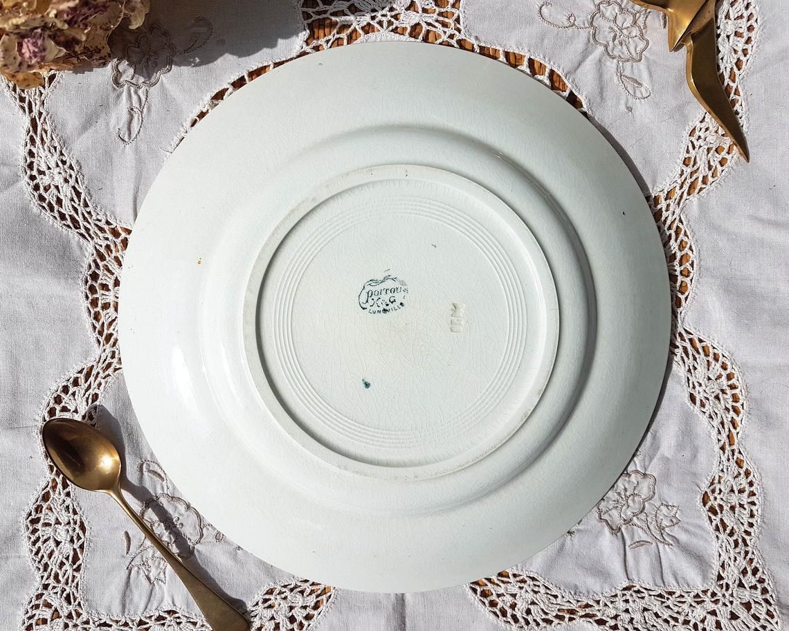 Old Luneville Poitou Dish ~ White And Blue Service Made In France ~ Vintage Tableware photo vinterior