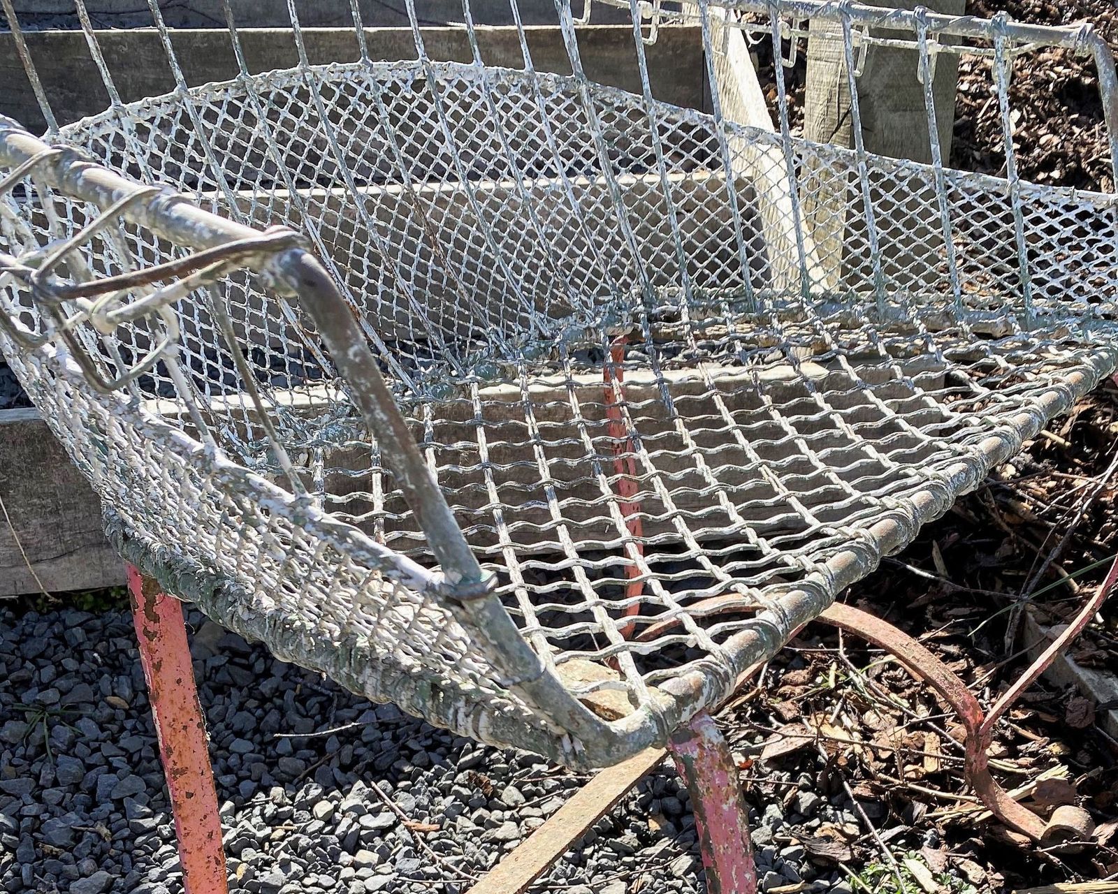 A Rare 1920s Wirework Garden Seat With Scroll Wrought Iron Feet photo vinterior