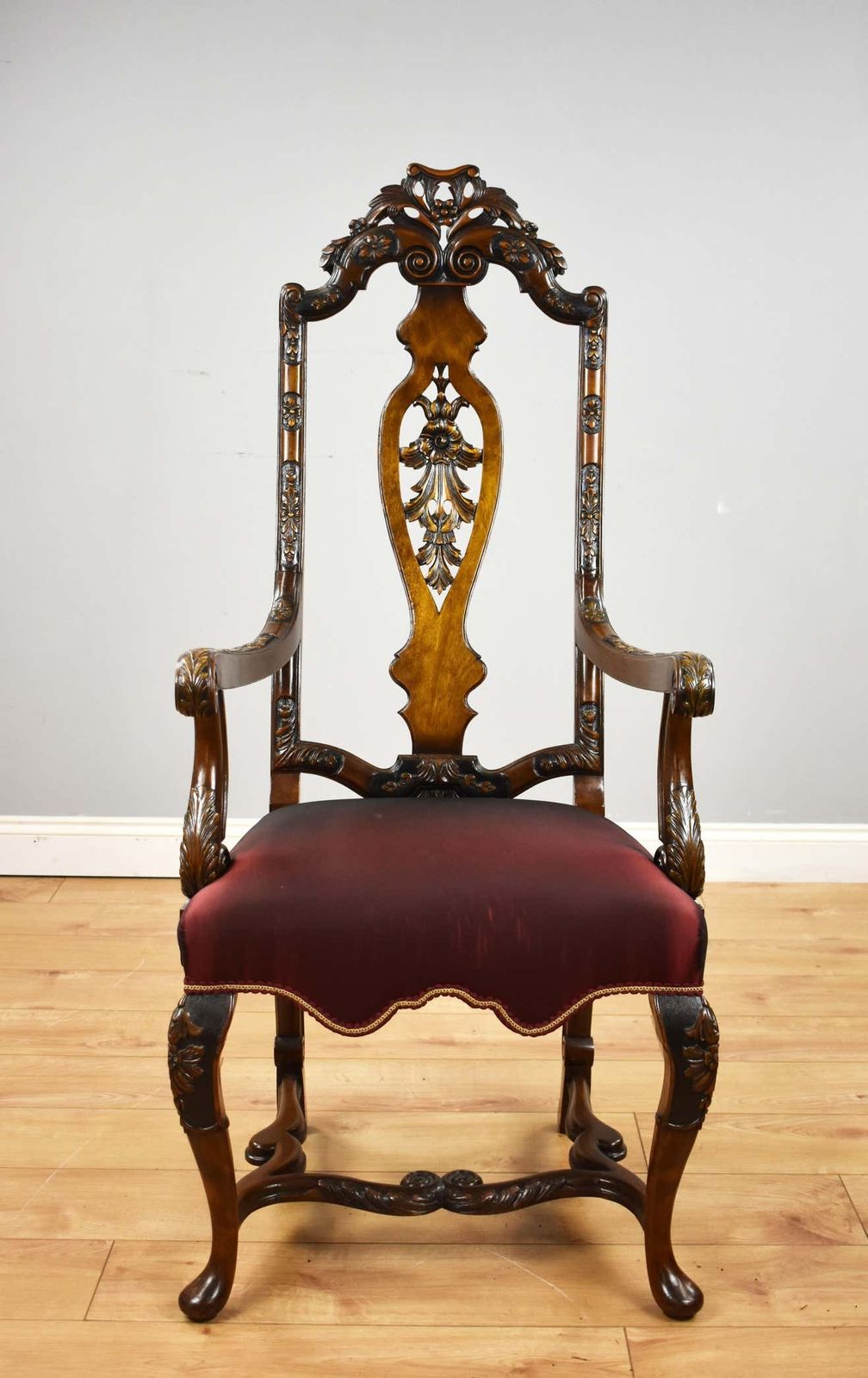 Set Of 14 20th Century English Antique Queen Anne Style Dining Chairs photo Furniture