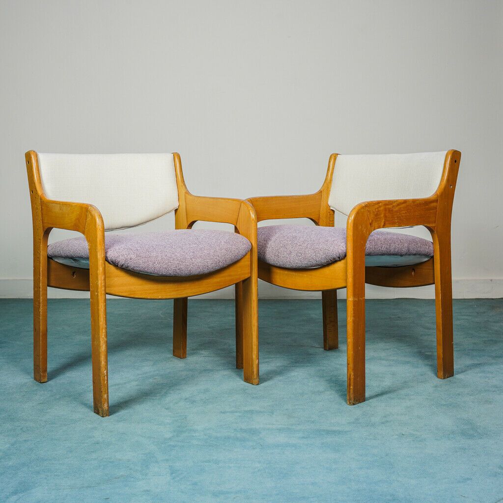Set Of 2 Chairs In Wisteria Stain Resistant Fabric, 1970s Modern Vintage Design