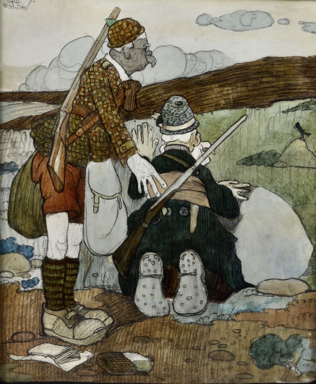 Stephen Baghot De La Bere   Sportsmen   Early 20th Century Watercolour
