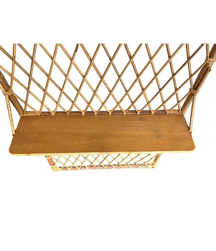 Furniture 1970s French Riviera Rattan And Bamboo Coat Rack With Wooden Shelf photo