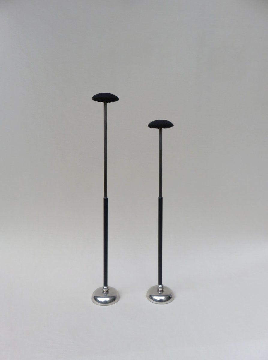 Vintage Art Deco Nickel Plated And Black Felt Hat Stands From Gebr. Seifert Lüdenscheid, Set Of 2 photo furniture