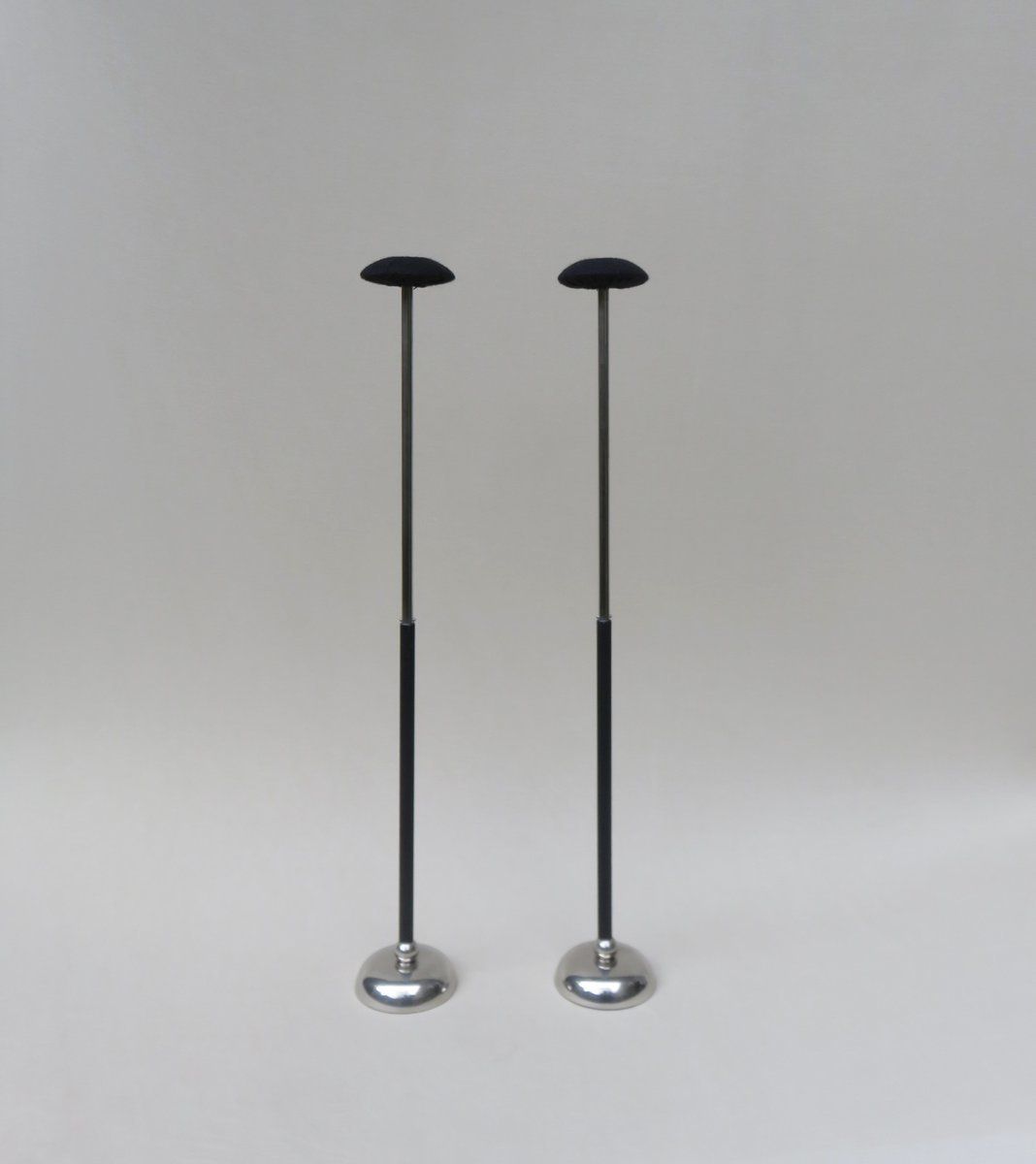 Vintage Art Deco Nickel Plated And Black Felt Hat Stands From Gebr. Seifert Lüdenscheid, Set Of 2 photo for sale