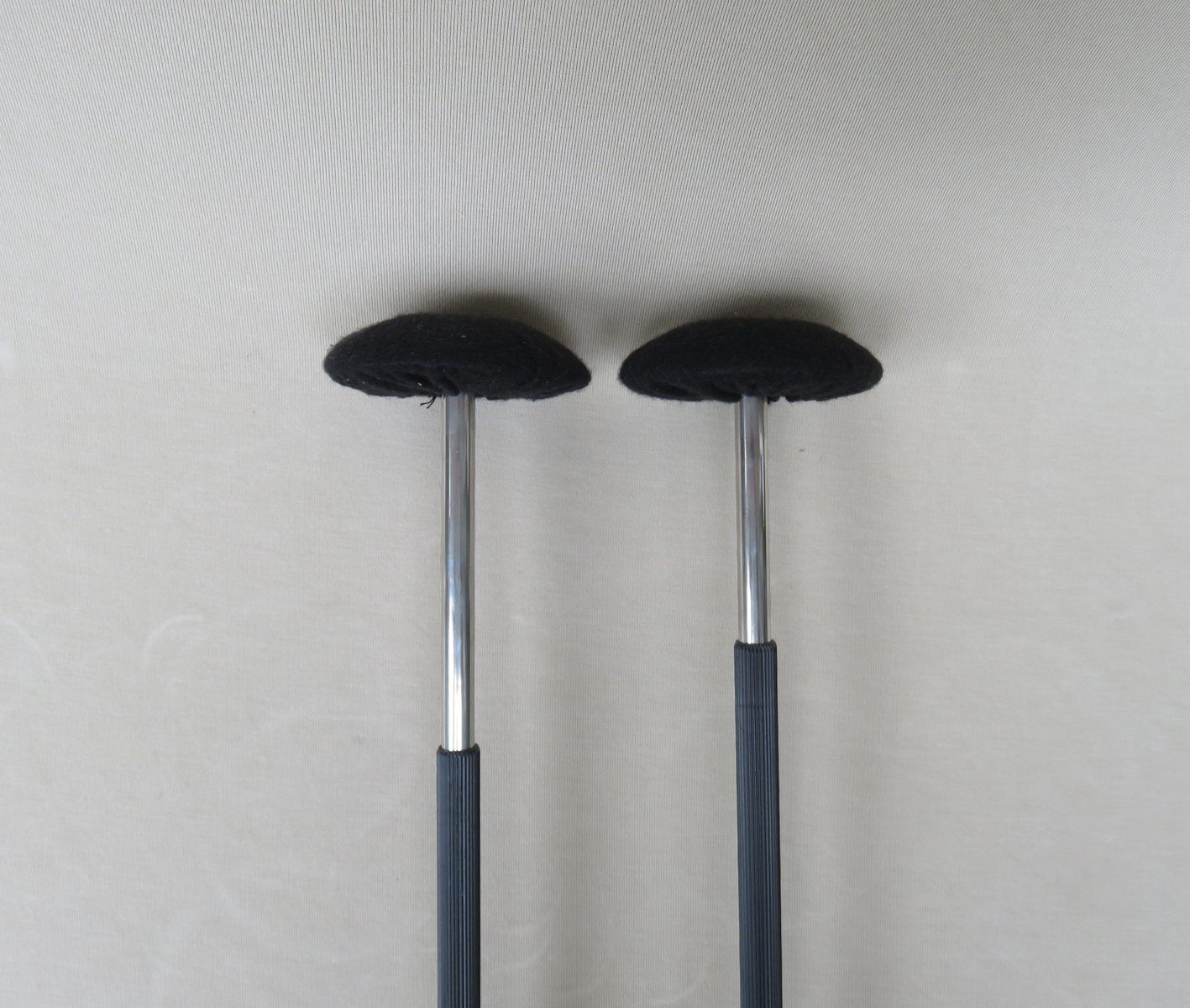 Vintage Art Deco Nickel Plated And Black Felt Hat Stands From Gebr. Seifert Lüdenscheid, Set Of 2 photo vinterior