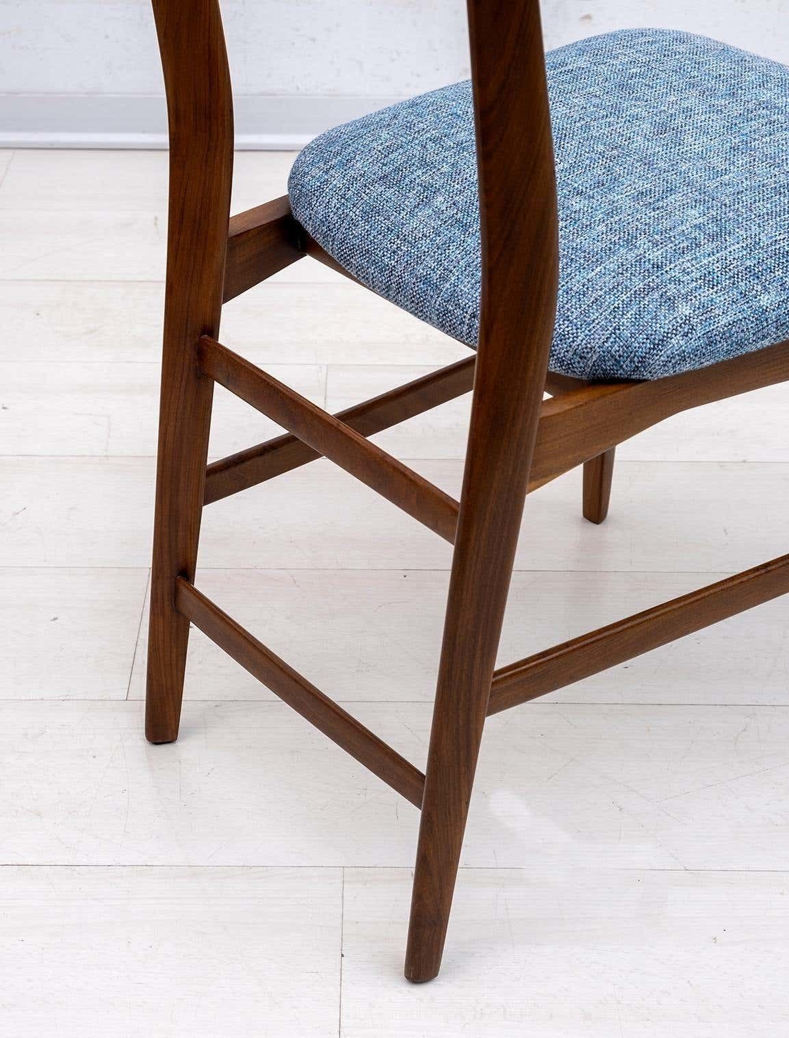 Furniture Six Of Edmondo Palutari For Dassi Mid Century Italian Teak Dining Chairs, 1950s photo