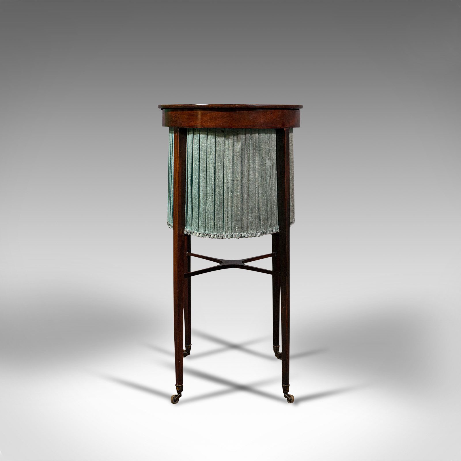Antique Sewing Table, English, Mahogany, Silk Cotton, Work, Regency, Circa 1820 photo furniture