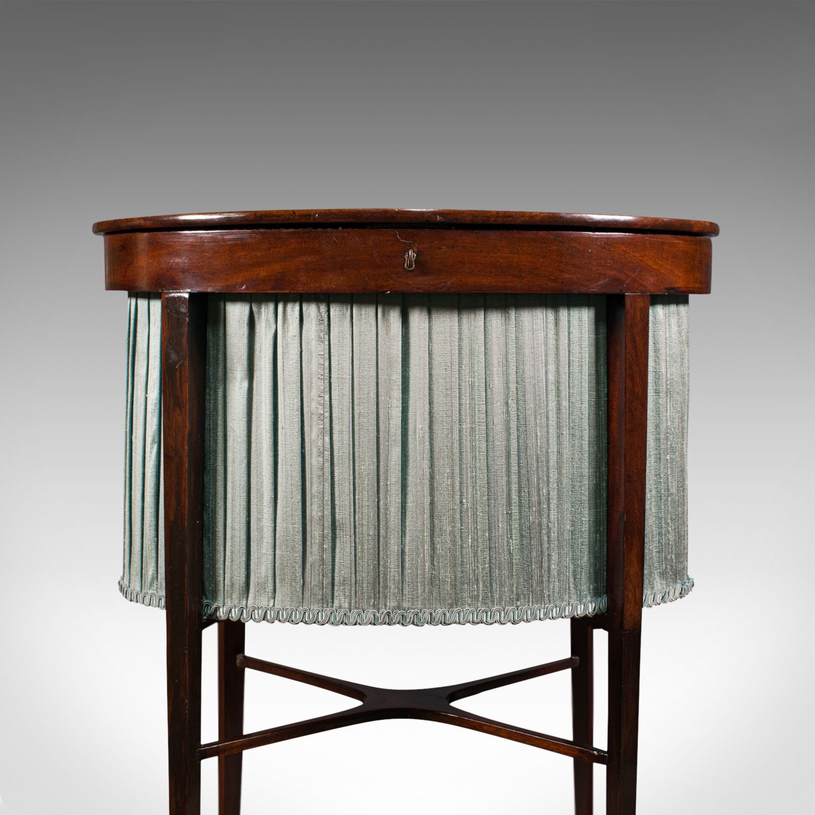 Antique Sewing Table, English, Mahogany, Silk Cotton, Work, Regency, Circa 1820 photo for sale