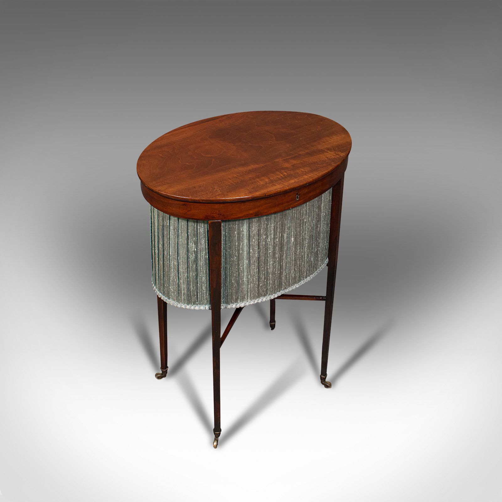 Antique Sewing Table, English, Mahogany, Silk Cotton, Work, Regency, Circa 1820 photo Furniture