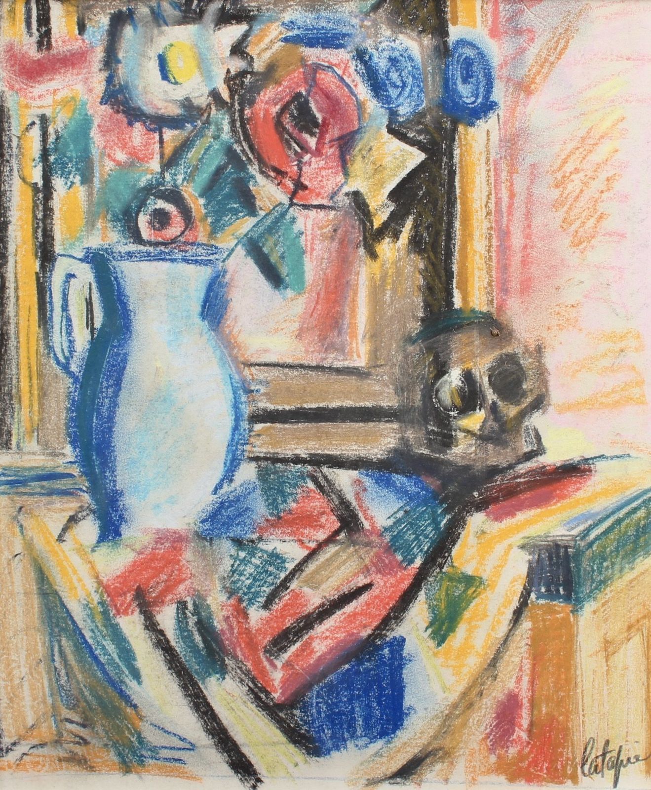 Bouquet Of Flowers With Vanitas By Louis Latapie (Circa 1930s) photo furniture