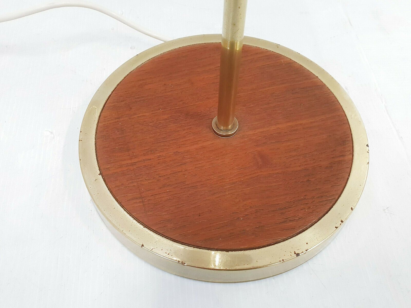Vintage 1960 Scandinavian Floor Lamp In Teak & Brass 60s 1960s Superb Lamp Shade photo Lighting