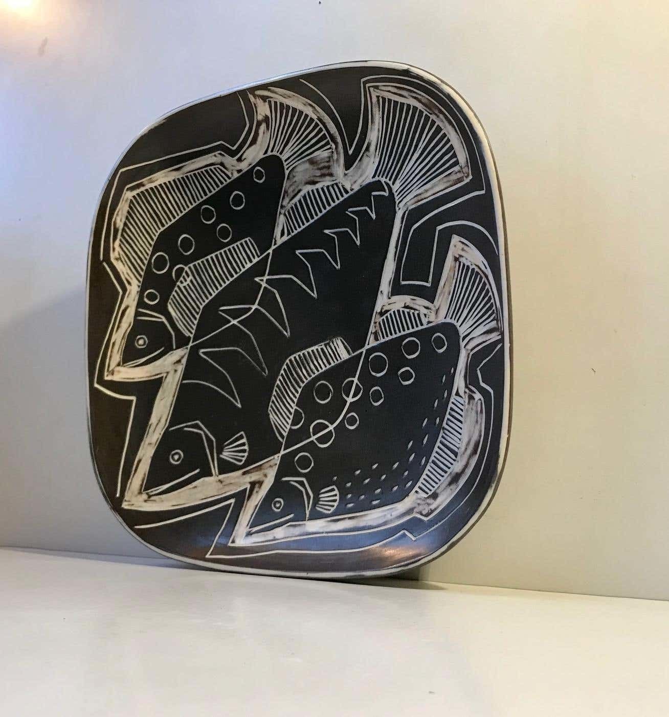 Danish Modernist Ceramic Centerpiece Plate By Eva & Johannes Andersen, 1960s photo vinterior