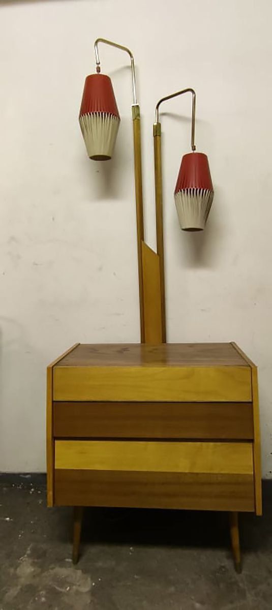 Walnut Cocktail Cabinet Light, 1950s